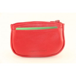 LE CAÏMAN - Porte-monnaie zippé en cuir aspect lisse avec 2 emplacements cartes