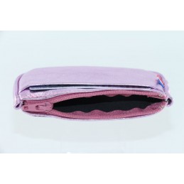 LE CAÏMAN - Porte-monnaie zippé en cuir métallisé avec 2 emplacements cartes