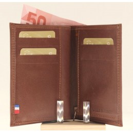 LE CAÏMAN - Portefeuille 3 volets en cuir gras authentique