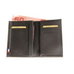 LE CAÏMAN - Portefeuille 3 volets en cuir grainé Madras