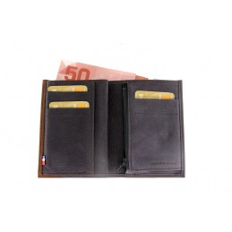 LE CAÏMAN - Portefeuille 3 volets en cuir aspect nubuck