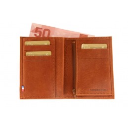 LE CAÏMAN - Portefeuille 3 volets en cuir aspect nubuck