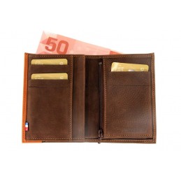 LE CAÏMAN - Portefeuille 3 volets en cuir aspect nubuck