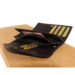 LE CAÏMAN - Porte-monnaie enveloppe en cuir gloss aspect brillant