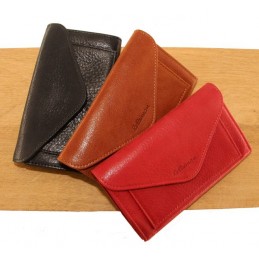 LE CAÏMAN - Porte-monnaie enveloppe en cuir gloss aspect brillant