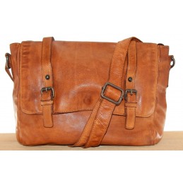 GIANNI CONTI - Sac gibecière à rabat cuir vintage