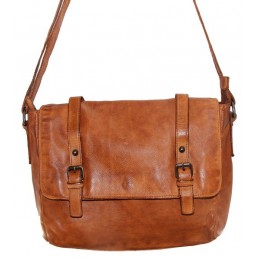 GIANNI CONTI - Sac gibecière à rabat cuir vintage