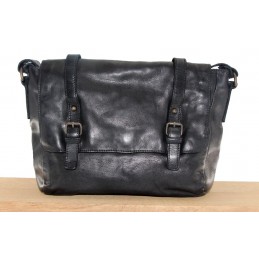 GIANNI CONTI - Sac gibecière à rabat cuir vintage