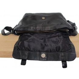 GIANNI CONTI - Sac gibecière à rabat cuir vintage