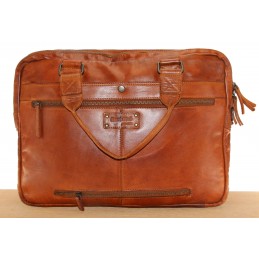 GIANNI CONTI - Sac ordinateur 15 pouces 2 compartiments cuir vintage