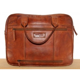 GIANNI CONTI - Sac ordinateur 15 pouces 1 compartiment cuir vintage