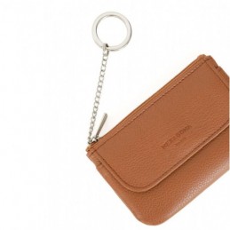 Hexagona - Porte-monnaie avec porte-clés en cuir grainé