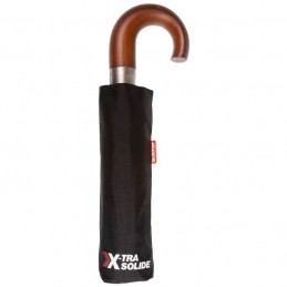 Isotoner - Parapluie pliant crook bois X-tra solide