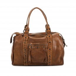 Gianni Conti - Sac Shopping clouté - Cuir Vintage